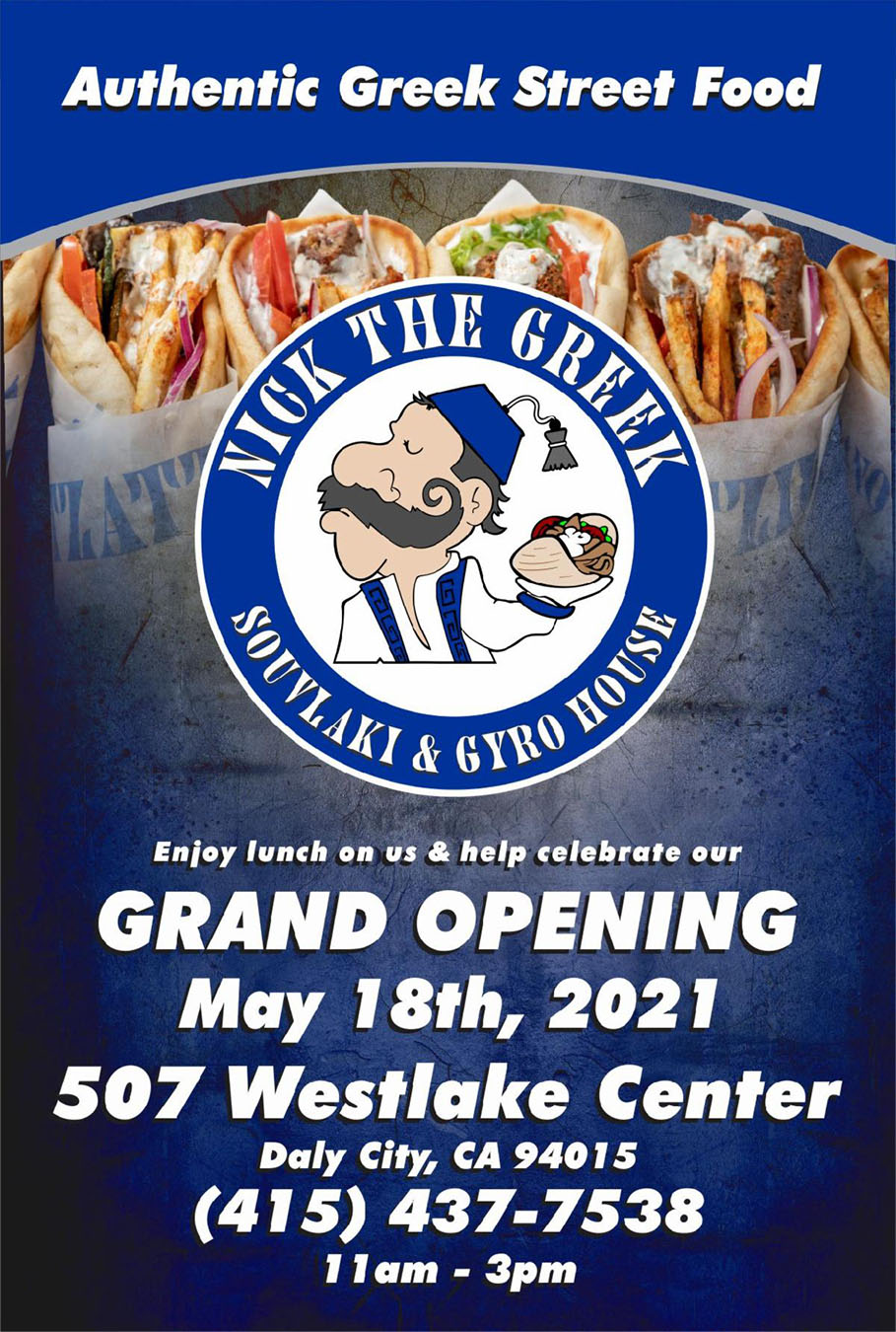 Join us May 18 to celebrate Nick the Greek Red Ribbon Cutting at Westlake Center 507 Westlake Daly City 94015 and enjoy a free lunch